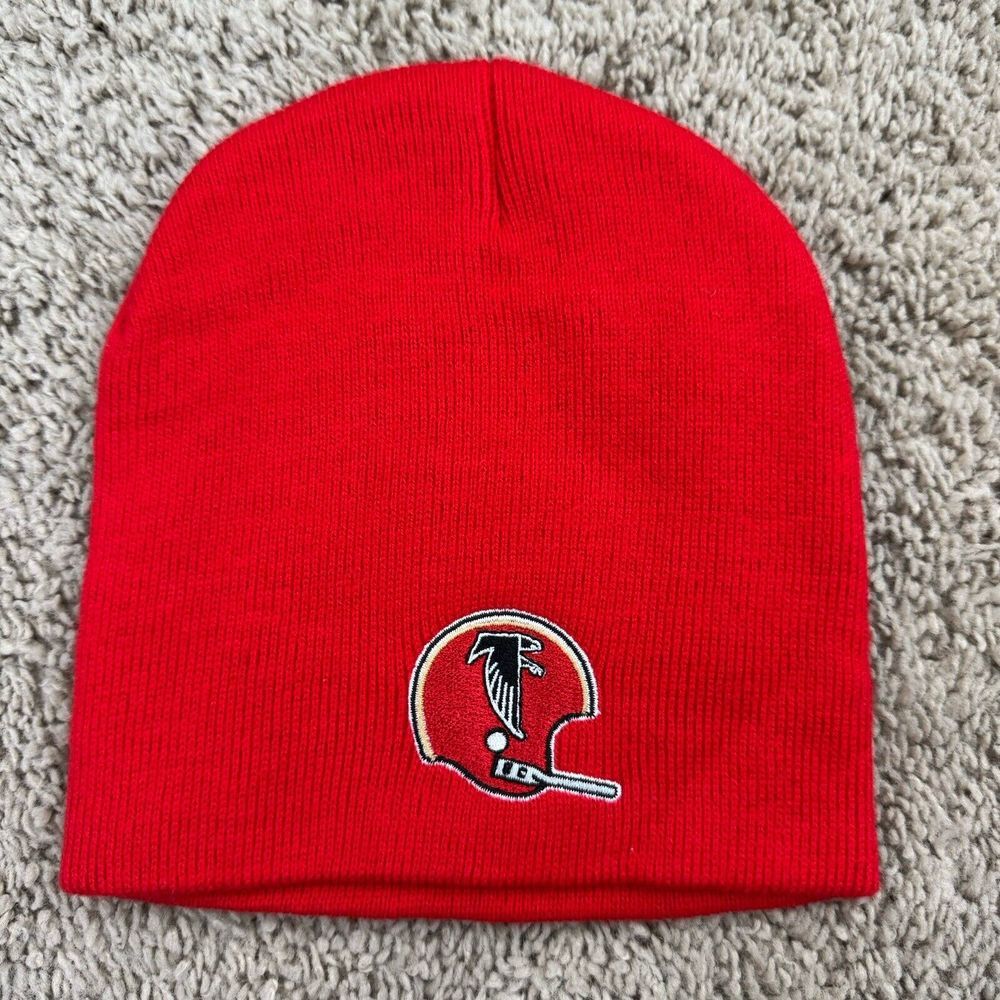 Atlanta Falcons Beanie NFL Team Apparel‎ Red Helmet Logo Cuffless Knit Cap NWOT